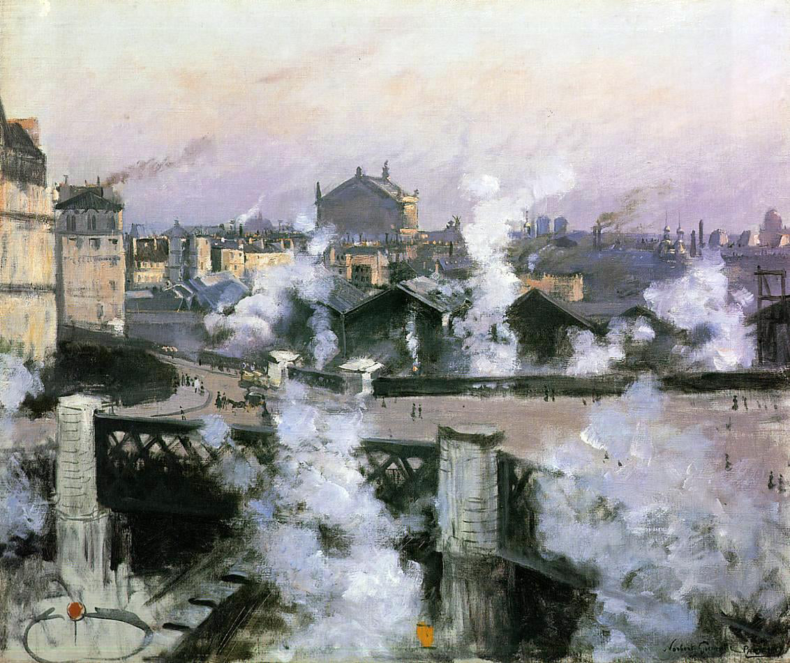  Norbert Goeneutte The Pont de l'Europe and Gare Saint-Lazare - Hand Painted Oil Painting
