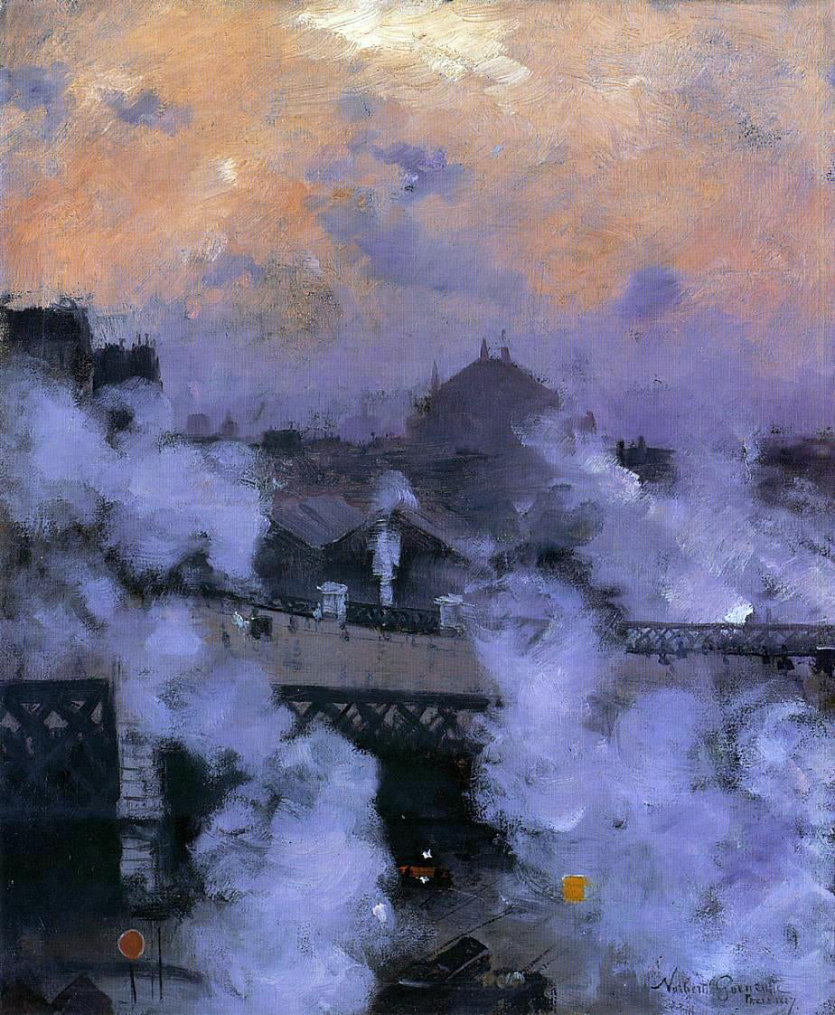  Norbert Goeneutte The Pont de l'Europe at Night - Hand Painted Oil Painting
