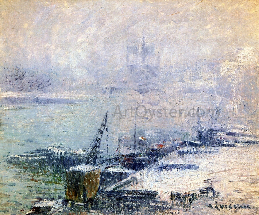  Gustave Loiseau The Pont Henri IV - Notre Dame de Paris in the Snow - Hand Painted Oil Painting