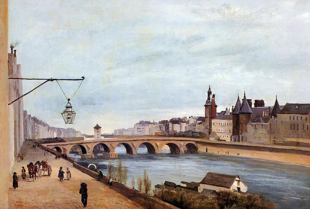  Jean-Baptiste-Camille Corot The Pont-au-Change and the Palais de Justice - Hand Painted Oil Painting