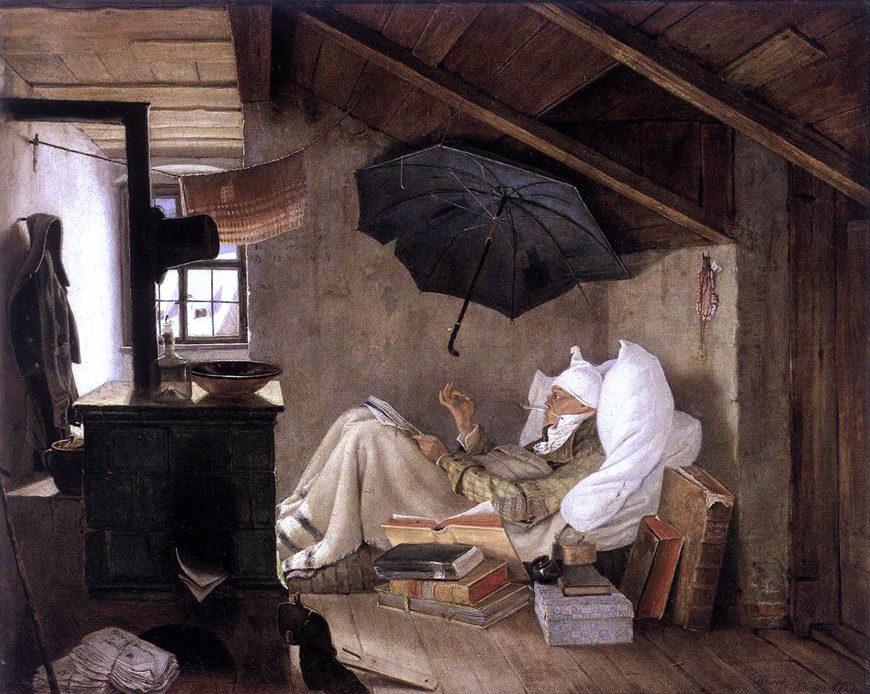  Carl Spitzweg The Poor Poet - Hand Painted Oil Painting