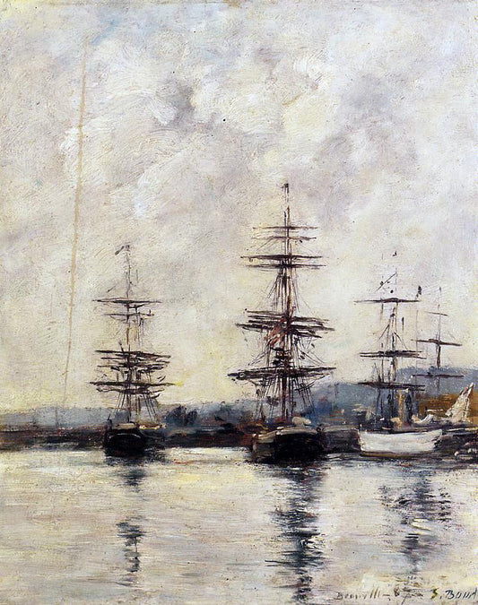  Eugene-Louis Boudin The Port, Deauville - Hand Painted Oil Painting