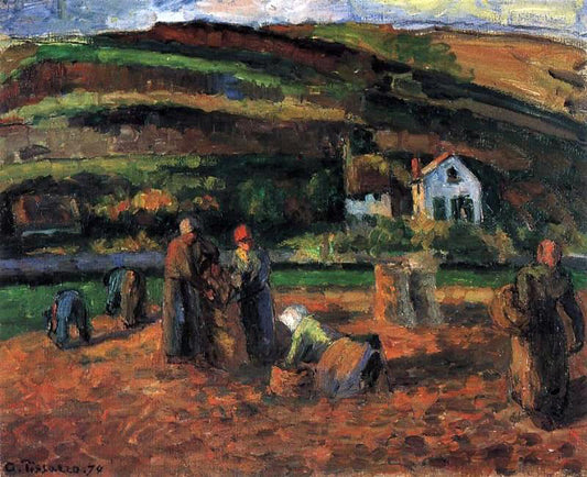  Camille Pissarro The Potato Harvest - Hand Painted Oil Painting