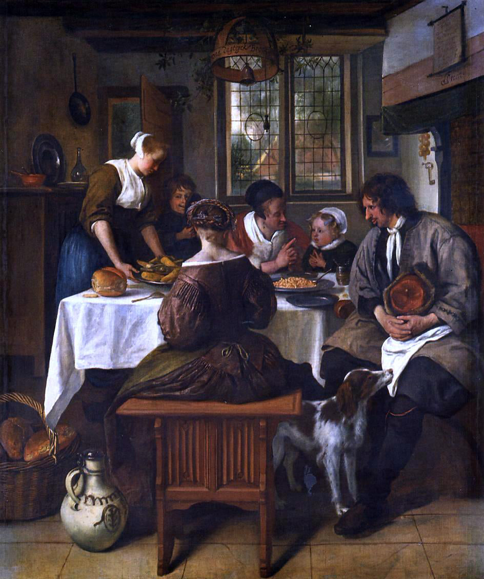  Jan Steen The Prayer Before the Meal - Hand Painted Oil Painting