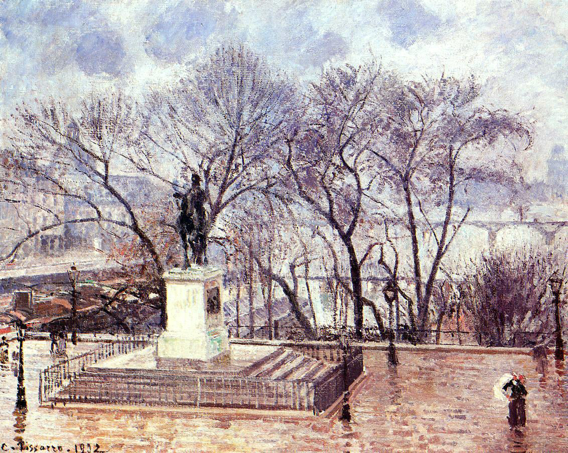  Camille Pissarro The Raised Terrace of the Pont-Neuf, Place Henri IV: Afternoon, Rain - Hand Painted Oil Painting