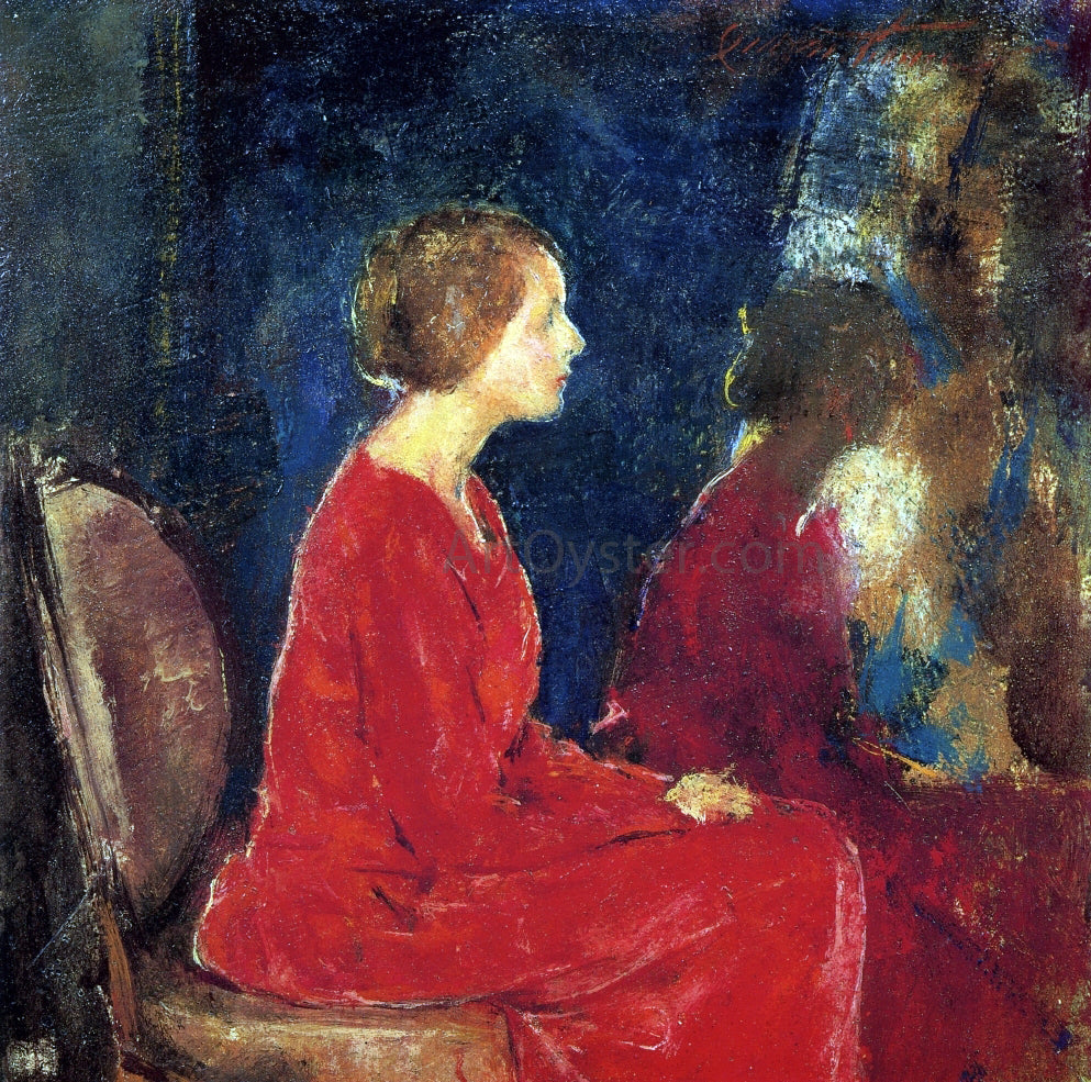  Charles Webster Hawthorne The Red Dress - Hand Painted Oil Painting