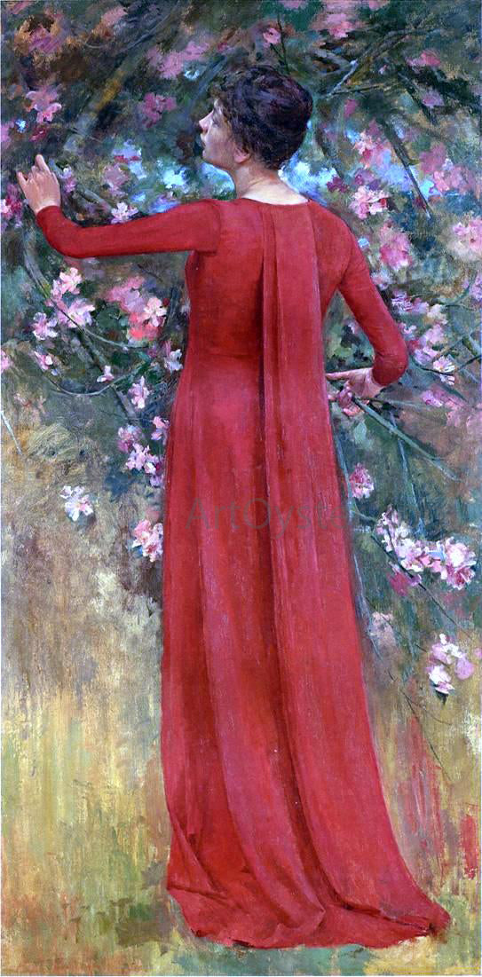  Theodore Robinson The Red Gown (also known as His Favorite Model) - Hand Painted Oil Painting