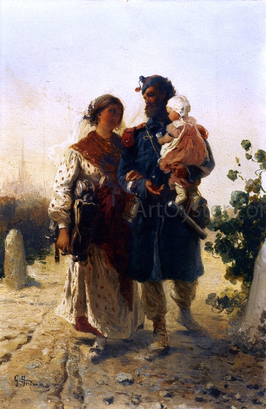  Gerolamo Induno The Return of the Soldier - Hand Painted Oil Painting