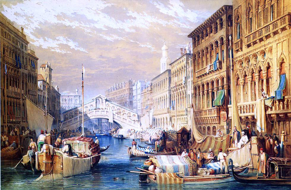 Samuel Prout The Rialto, Venice - Hand Painted Oil Painting