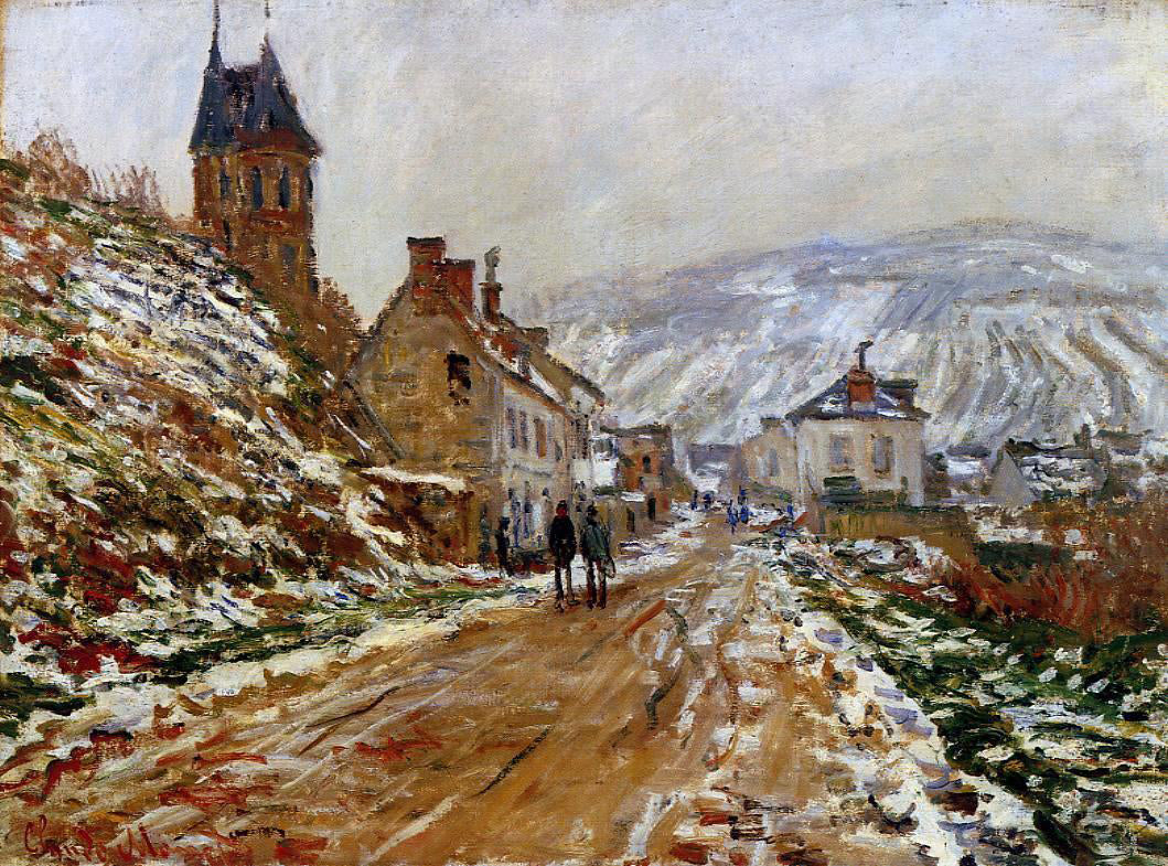  Claude Oscar Monet The Road in Vetheuil in Winter - Hand Painted Oil Painting