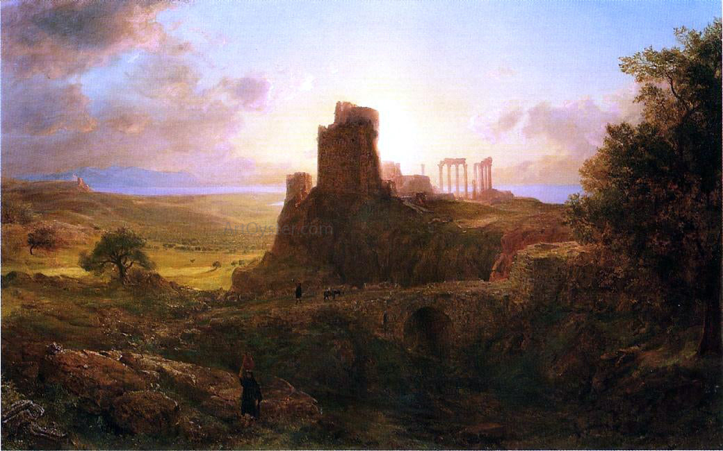  Frederic Edwin Church The Ruins at Sunion, Greece - Hand Painted Oil Painting