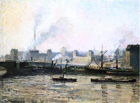  Camille Pissarro The Saint Sever Bridge at Rouen, Fog - Hand Painted Oil Painting