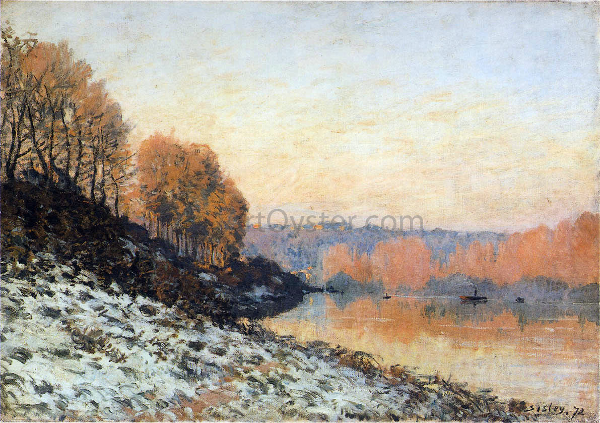  Alfred Sisley The Seine at Bougival in Winter - Hand Painted Oil Painting
