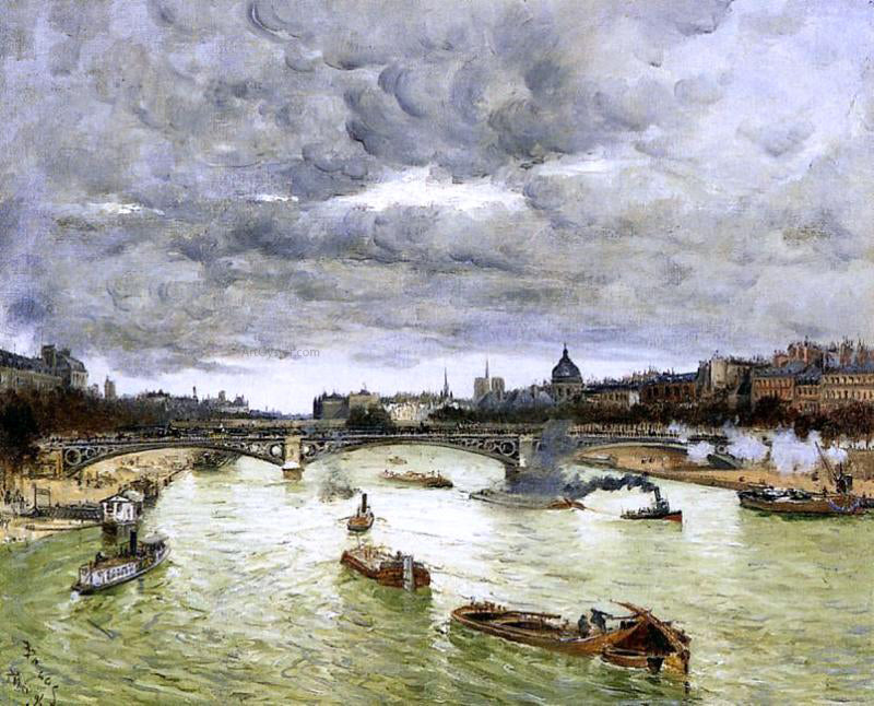  Frank Myers Boggs The Seine at Paris with the Pont du Carousel (also known as The Seine at Paris Pont Alexander III) - Hand Painted Oil Painting