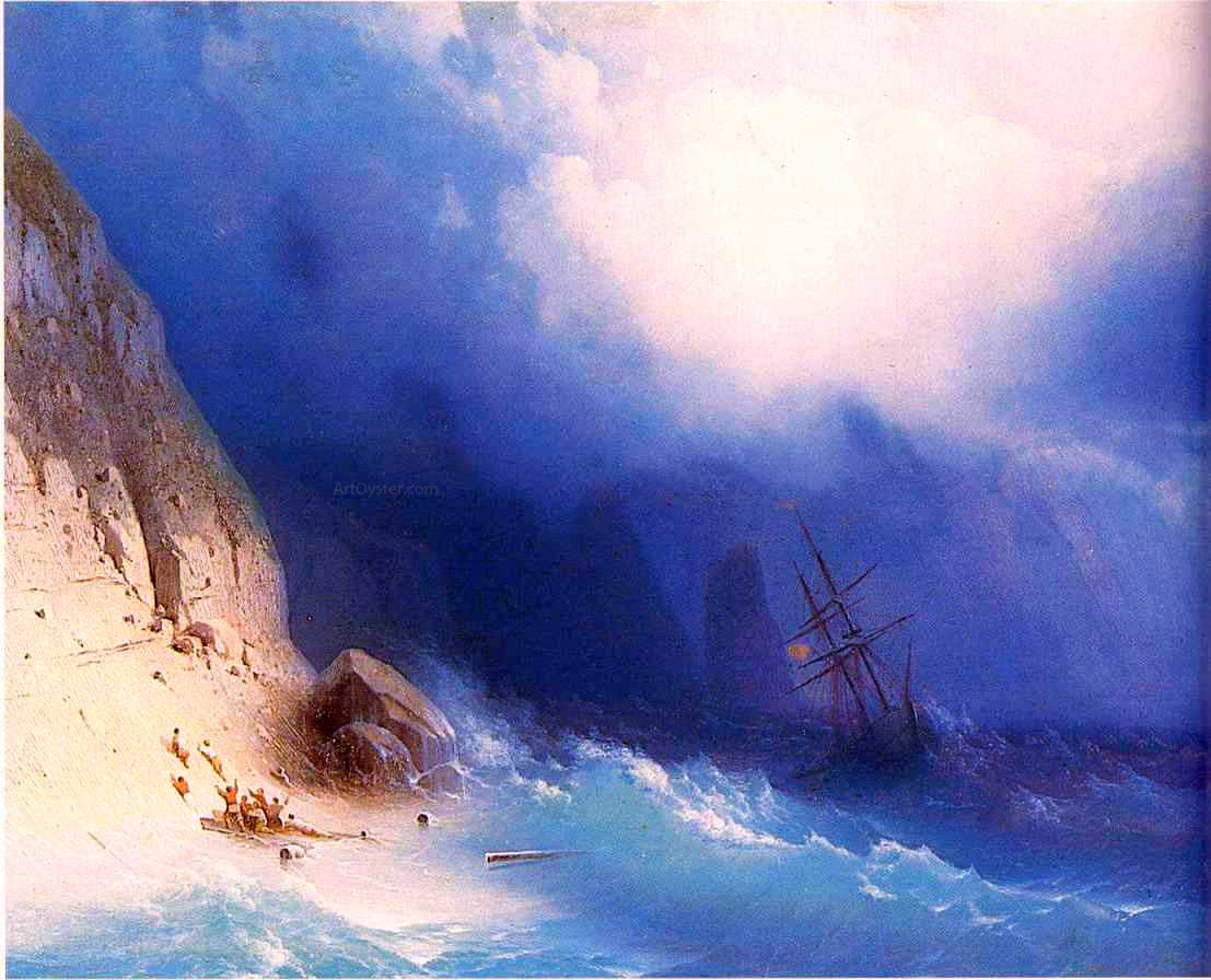  Ivan Constantinovich Aivazovsky The Shipwreck near rocks - Hand Painted Oil Painting