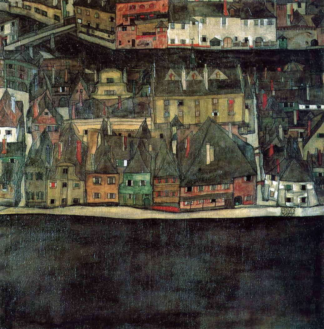  Egon Schiele The Small City II - Hand Painted Oil Painting