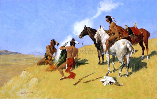  Frederic Remington The Smoke Signal - Hand Painted Oil Painting