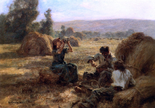  Leon Augustin L'hermitte) The Snack - Hand Painted Oil Painting