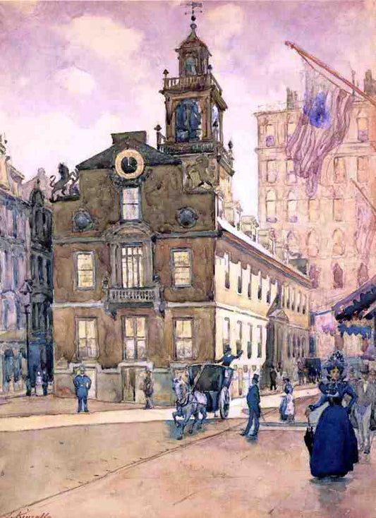  James Kinsella The State House from Park Street, Boston - Hand Painted Oil Painting