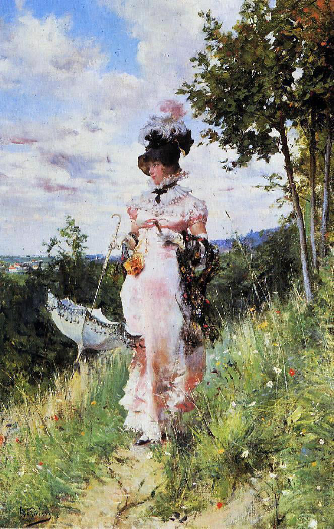  Giovanni Boldini The Summer Stroll - Hand Painted Oil Painting