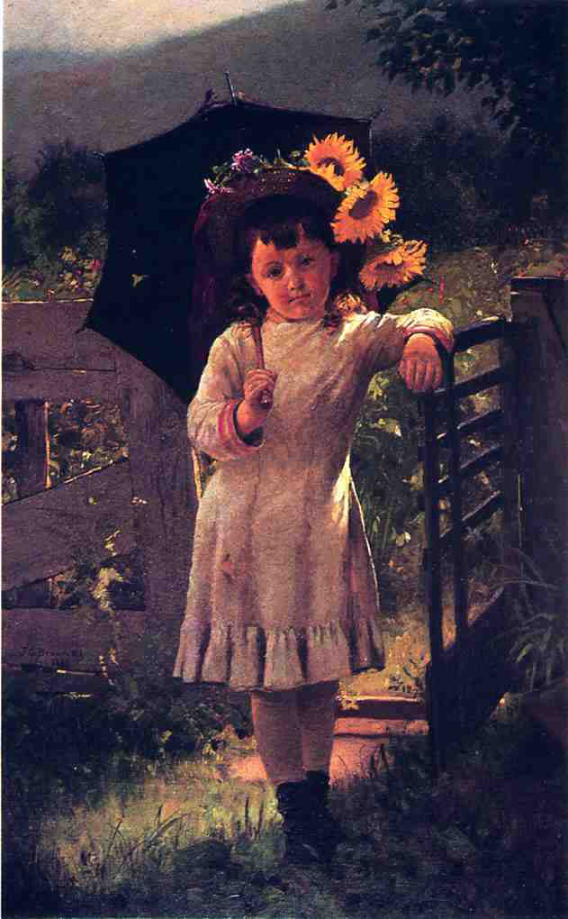  John George Brown The Sunflower Girl - Hand Painted Oil Painting