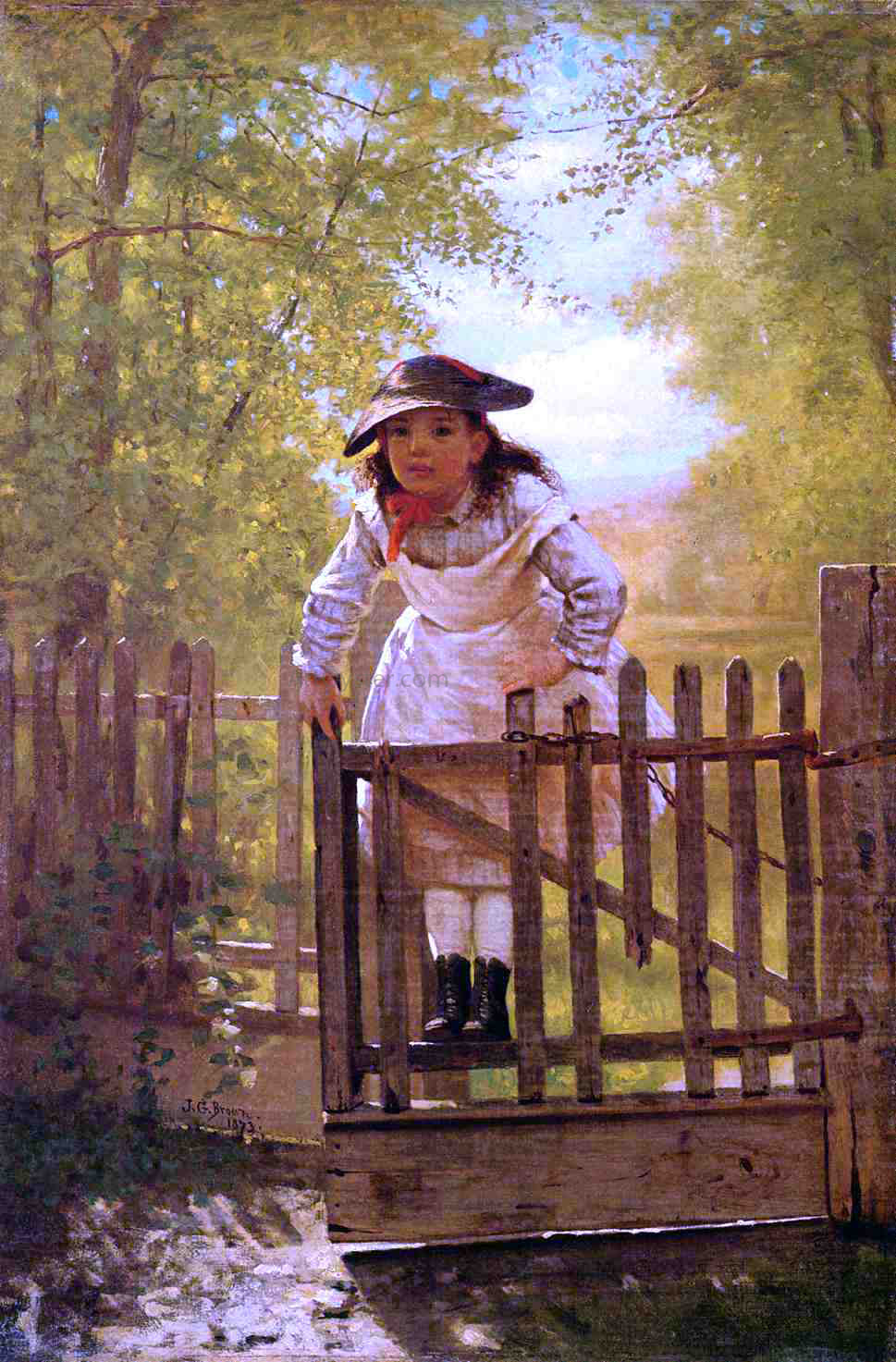  John George Brown A Tomboy - Hand Painted Oil Painting