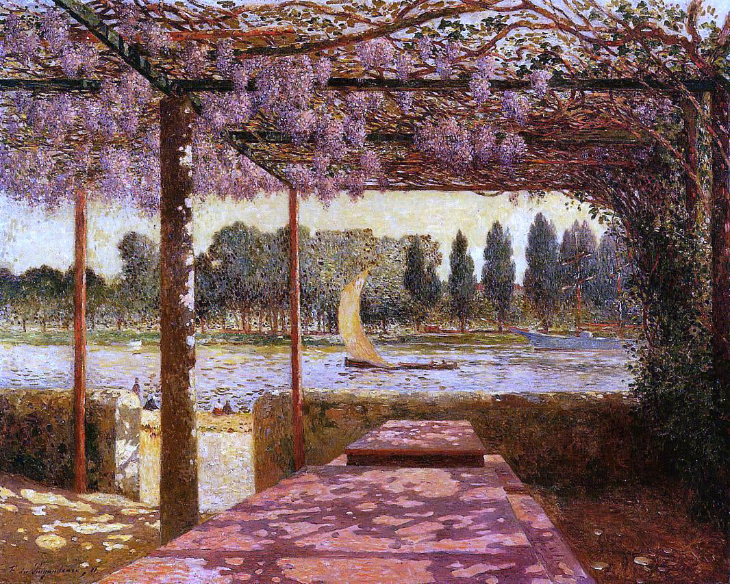  Ferdinand Du Puigaudeau A Trellis by the River - Hand Painted Oil Painting