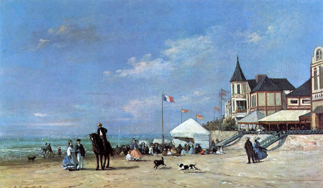  Eugene-Louis Boudin The Trouville Beach - Hand Painted Oil Painting