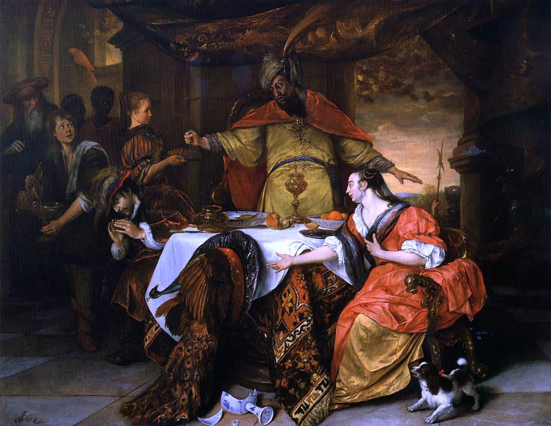  Jan Steen The Wrath of Ahasuerus - Hand Painted Oil Painting