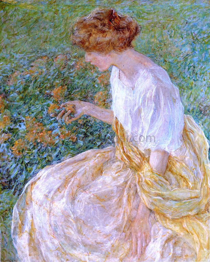  Robert Lewis Reid The Yellow Flower (also known as The Artist's Wife in the Garden) - Hand Painted Oil Painting