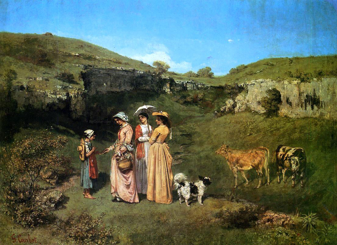  Gustave Courbet The Young Ladies of the Village - Hand Painted Oil Painting