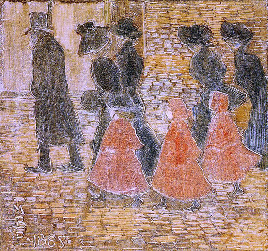  Maurice Prendergast Three Little Girls in Red - Hand Painted Oil Painting