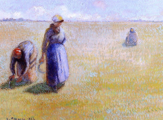  Camille Pissarro Three Women Cutting Grass - Hand Painted Oil Painting