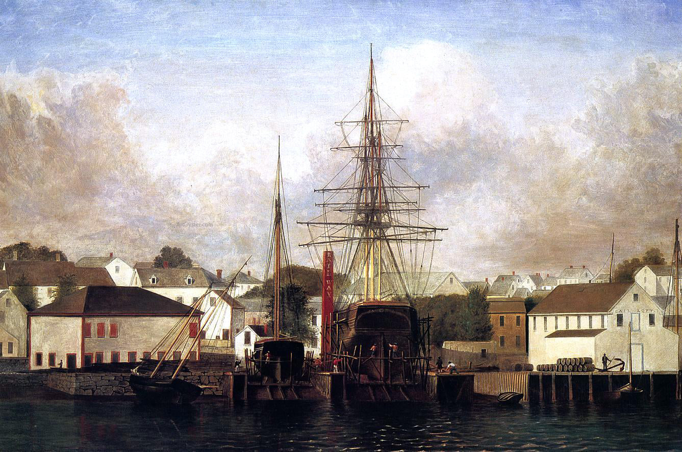  Fitz Hugh Lane Three-Master on the Gloucester Railway - Hand Painted Oil Painting