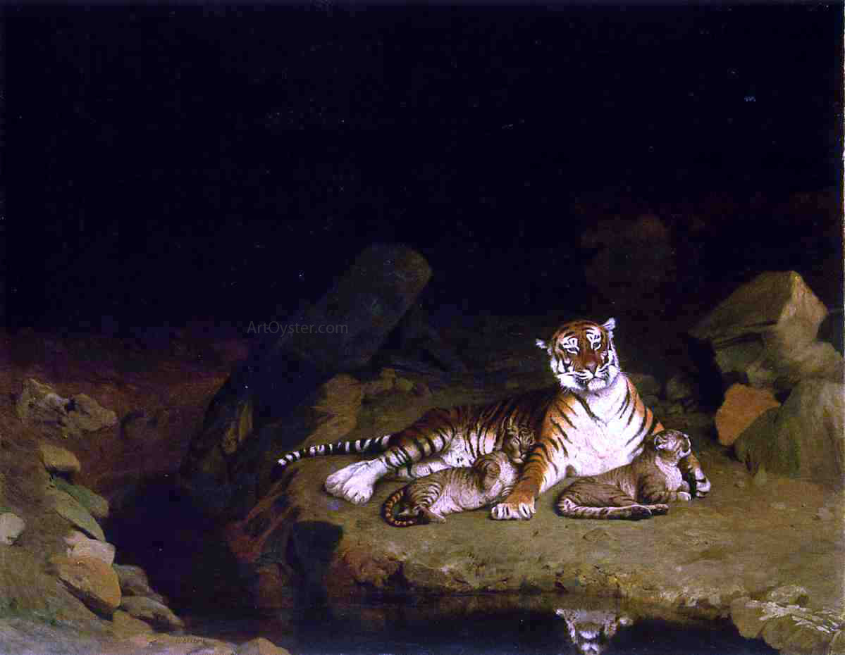  Jean-Leon Gerome Tigress and Her Cubs - Hand Painted Oil Painting