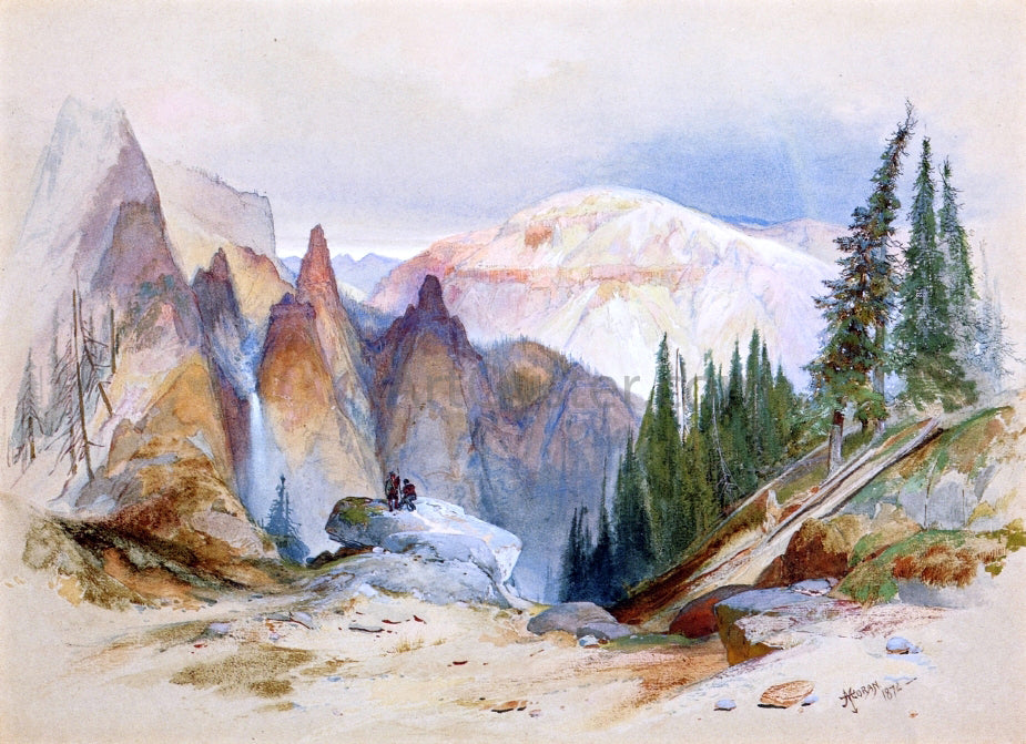  Thomas Moran Tower Falls and Sulphur Mountain, Yellowstone - Hand Painted Oil Painting