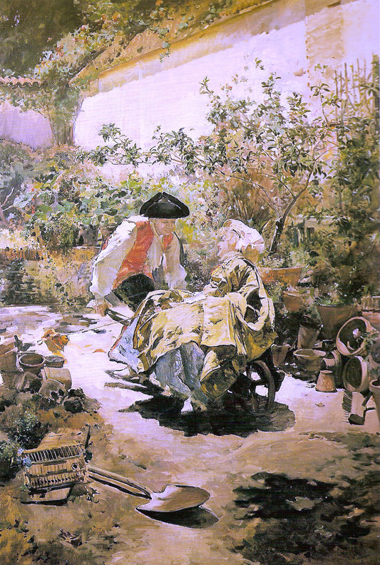  Emilio Sala y Frances Trabajando en el Jardin - Hand Painted Oil Painting