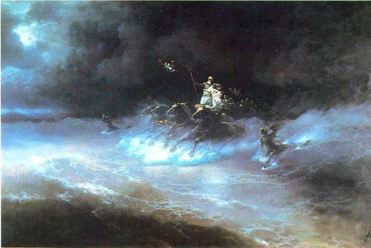  Ivan Constantinovich Aivazovsky Travel of Poseidon by sea - Hand Painted Oil Painting