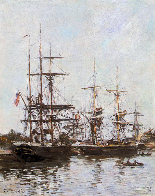  Eugene-Louis Boudin Trouville Harbor - Hand Painted Oil Painting