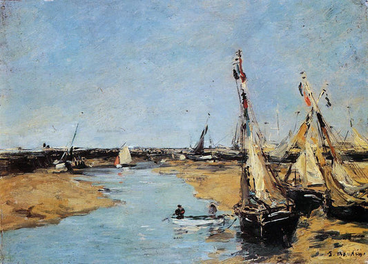  Eugene-Louis Boudin Trouville, the Jettys at Low Tide - Hand Painted Oil Painting