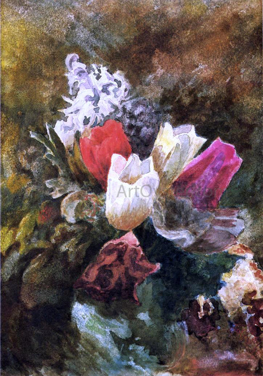 John La Farge Tulips and Hyacinths - Hand Painted Oil Painting