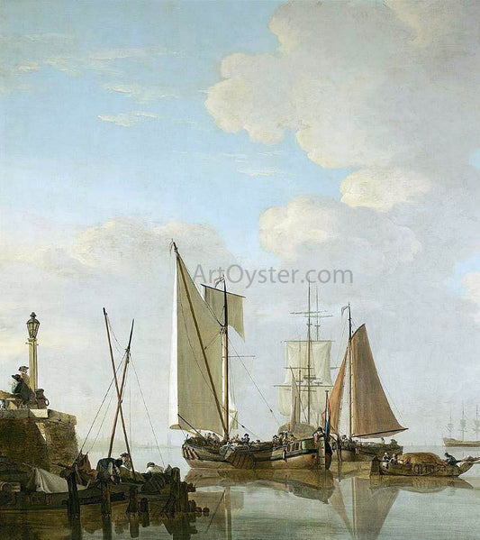  Jacob Van Strij Two Boeiers and a Cat Under Sail - Hand Painted Oil Painting