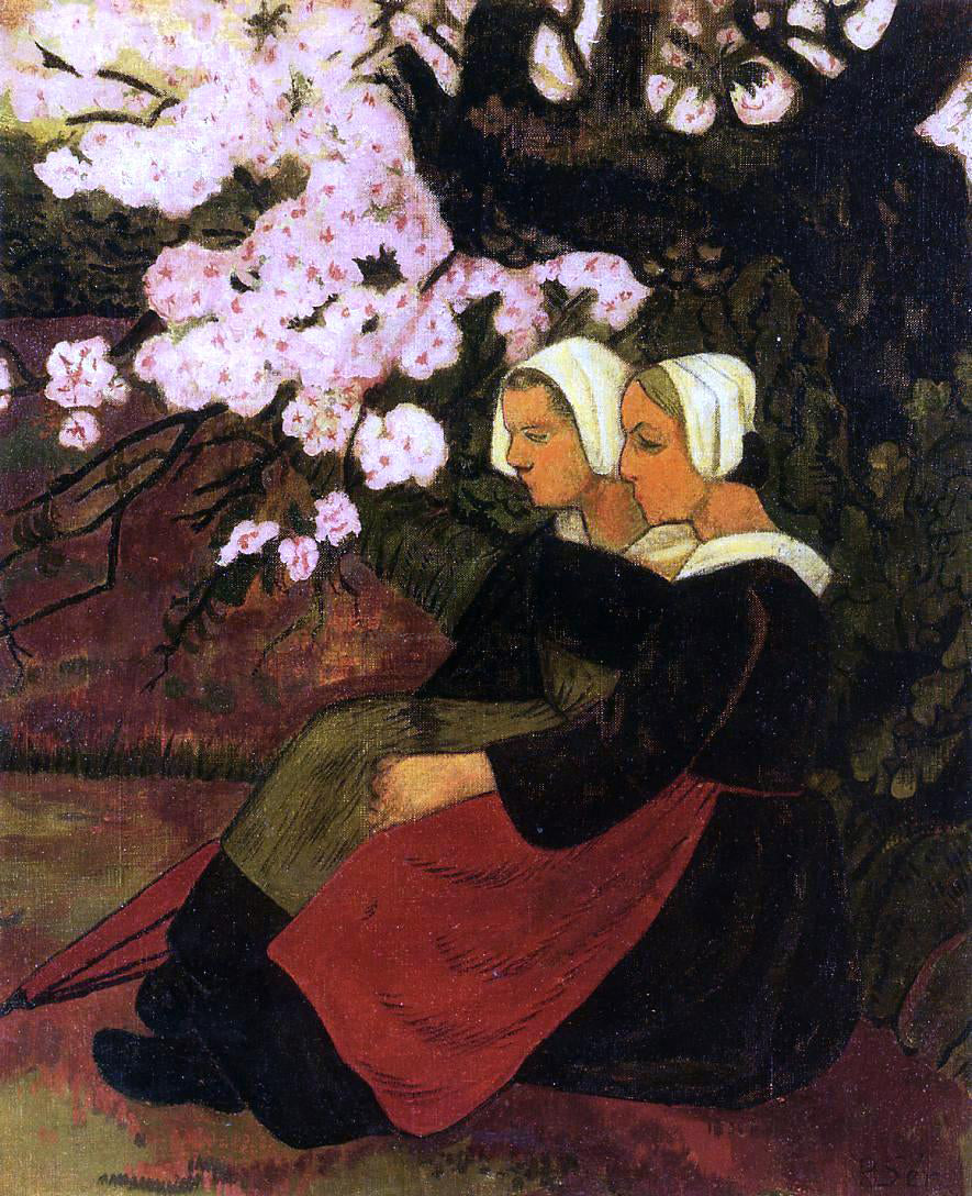  Paul Serusier Two Breton Women Under a Flowering Apple Tree - Hand Painted Oil Painting