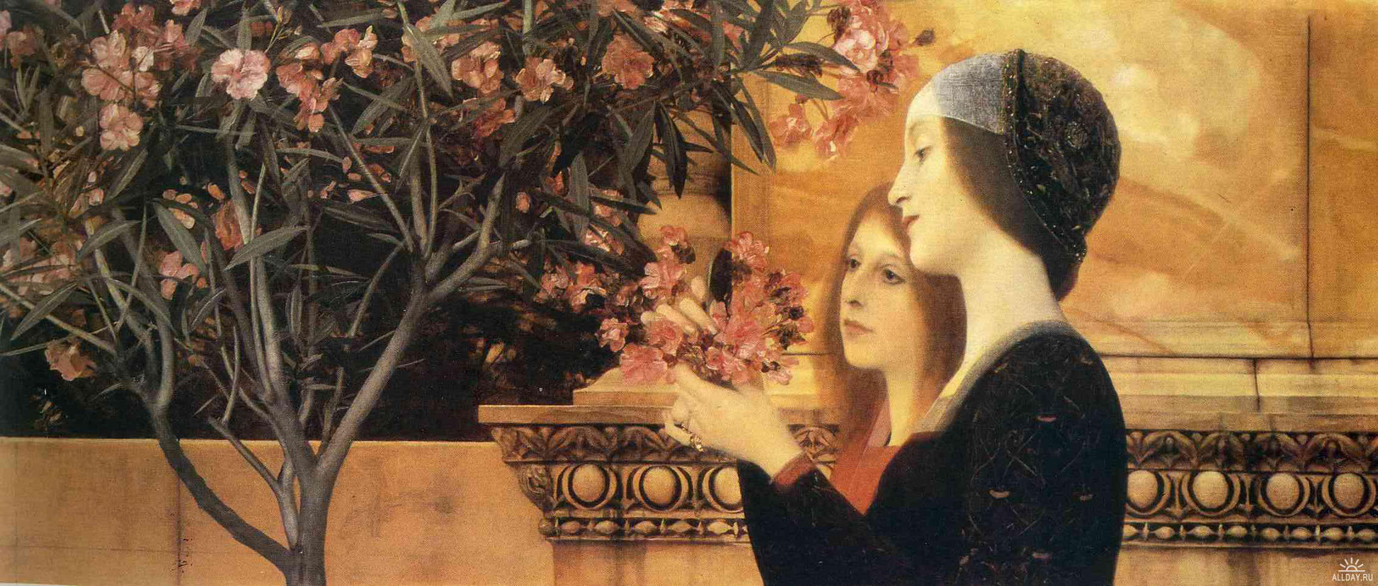  Gustav Klimt Two Girls with an Oleander - Hand Painted Oil Painting
