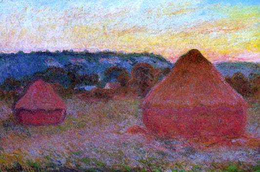  Claude Oscar Monet Two Grainstacks at the End of the Day, Autumn - Hand Painted Oil Painting