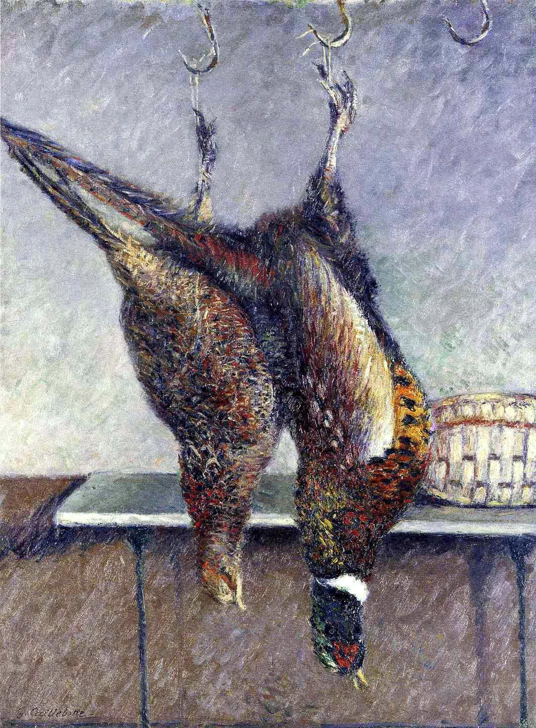  Gustave Caillebotte Two Hanging Pheasants - Hand Painted Oil Painting