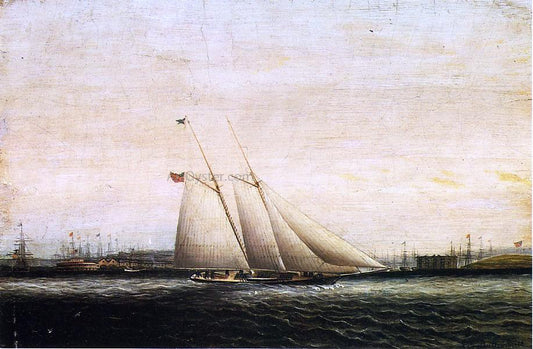  James E Buttersworth Two Masted Schooner - Hand Painted Oil Painting