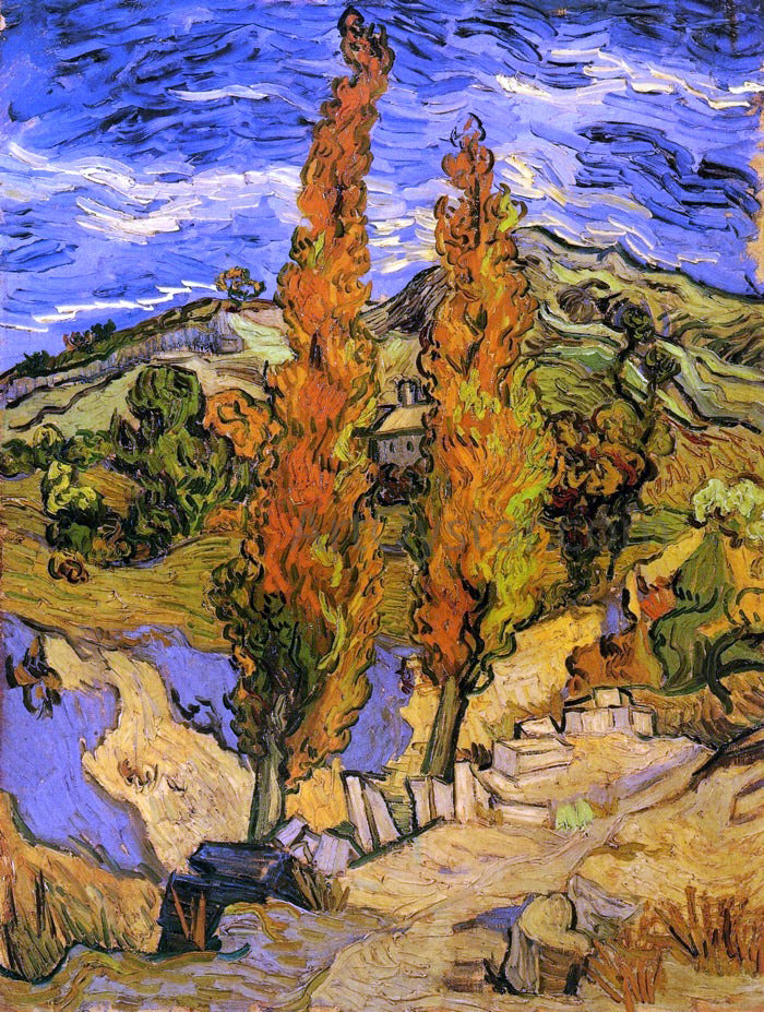  Vincent Van Gogh Two Poplars on a Road through the Hills - Hand Painted Oil Painting