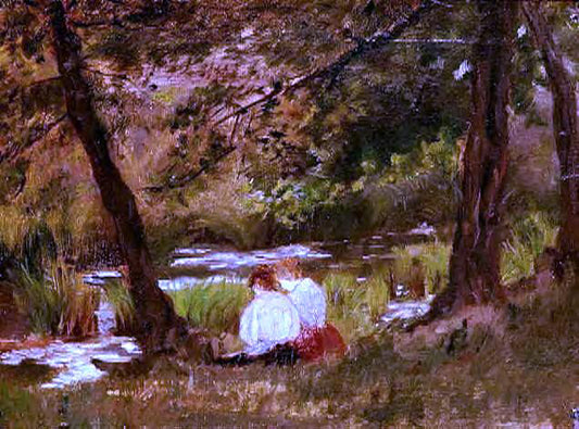  Mary Cassatt Two Women Seated by a Woodland Stream - Hand Painted Oil Painting