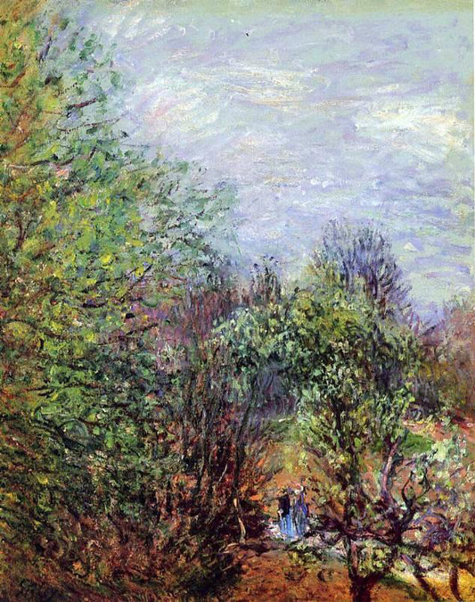  Alfred Sisley Two Women Walking Along the Riverbank - Hand Painted Oil Painting